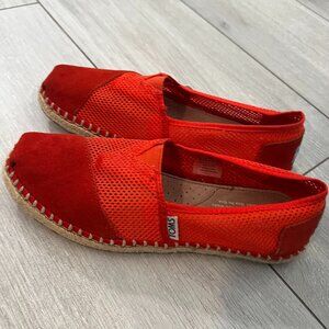 TOMS Fiesta Red Orange Suede Mesh Loafer